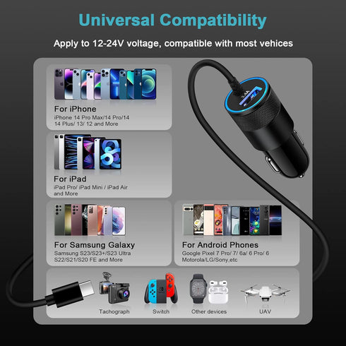Fast Car Charger for Samsung Galaxy S23 Ultra S23+ S23 A54 A14 A13 A23 A53 A03s A04s A34 A33 A32 M14 S22 S21 S20,Z Fold4,Z Flip4,3.4A Type C Car A...