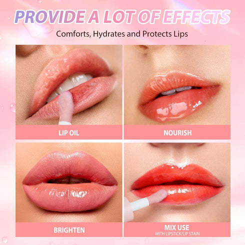LANGMANNI Moisturizing Lip Oil,No-Sticky Lip Gloss Lip Balm Lip Care,Fruit Flavoured Lip Oil For Dry Lip's Moisturizing Hydrating And Nourishing (...