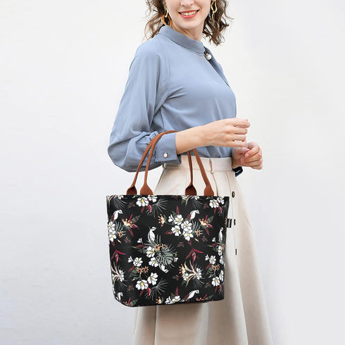 Gloppie Lunch Bag Women Insulated Lunch Box for Women Leakproof Lunch Tote White Flower...