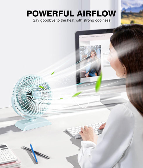 JZCreater Desk Fan, USB Desk Fan, 3 Speeds with Strong Airflow, 4.9 Inch Quiet Small Portable Table Fan, 360° Rotate Personal Cooling Fan For Bedr...