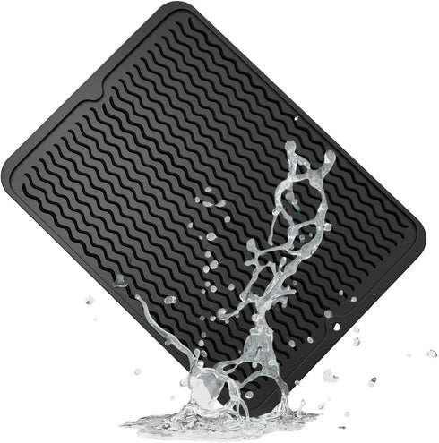 ZLR Silicone Dish Drying Mat for Kitchen Counter, Eco-Friendly Fast Dry Dish Mat, Easy Clean Multi Usage Drying Matt, Heat Resistant Trivet, 12" x...