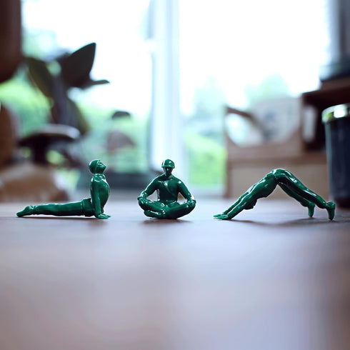 Yoga Joes Series 1 Green Toy Soldiers, Set of 9 Army Men Yoga Pose Figurines - Decor for Desk, Office, Classroom, Home, or Studio - Zen Meets GI J...