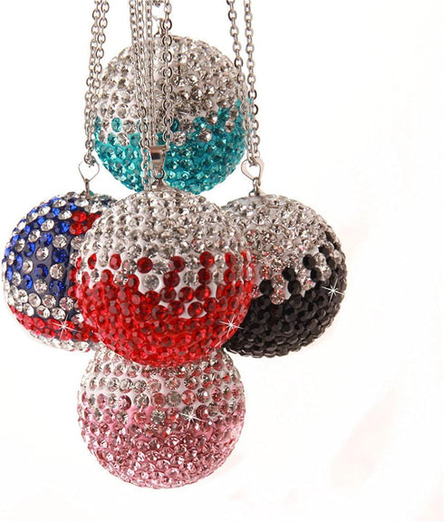 bling crystal ball rear view mirror,Bling car Rearview Mirror Crystal Lucky Ball Pendant,Goddess favorite Car Crystal Ball Pendant (white&blue)...