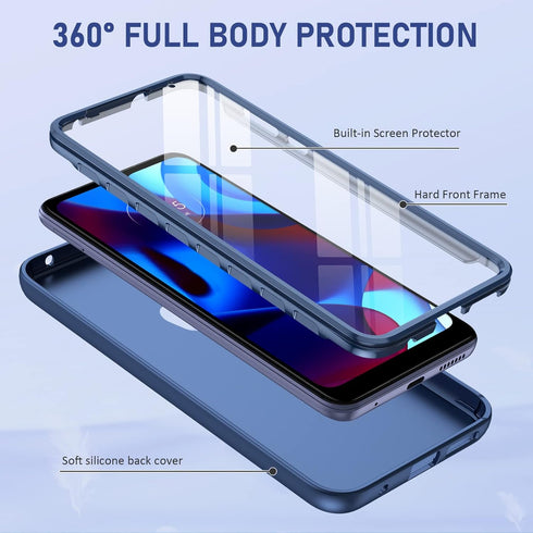 PUJUE for Motorola Moto-G Pure Phone Case: G Play 2023 | G Power 2022 Silicone Matte Case 360 Full Protection - Rugged Bumper Sturdy Shockproof Pr...