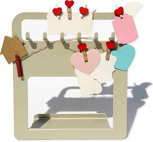 LWR CRAFTS Red Heart Wooden Mini Clothespins 20 Pieces and Jute Cord 8ft...