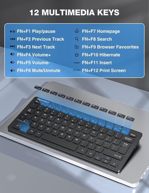 TECKNET Wireless Keyboard and Mouse Combo, Mini Cordless Computer Keyboard and Mouse Set 2.4GHz, Silent Adjustable 1600 DPI, Quiet Click, Lag-Free...