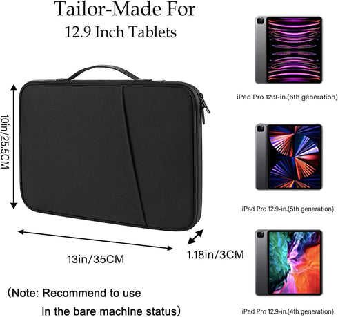 iPad Pro 12.9 Carrying Bag, Tablet Sleeve 12.9 Magic/Smart Keyboard Accessory Bag for Pad Pro 12.9 M2/M1/2018-2020, Surface Pro 9/8/X/7/6, 12.4" G...