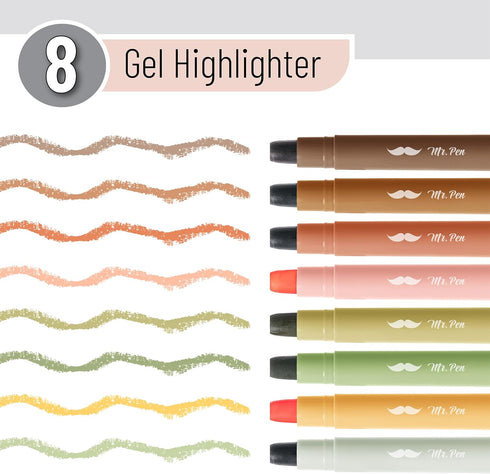 Mr. Pen- Gel Highlighter, 8 Pack, Earthy Colors, Bible Highlighters No Bleed, No Bleed Highlighters, Bible Highlighter, Bible Markers, Gel Highlig...