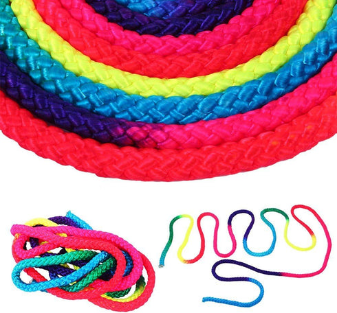 Gymnastics Art Rope, 2.8m/110inch Nylon Rainbow Color Rhythmic Gymnastics Rope Solid Competition Arts Training Rope Gymnastic Skipping Rope for Ex...