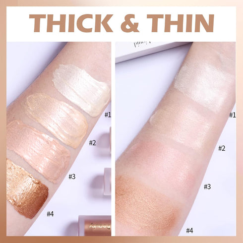 Erinde Liquid Highlighter Makeup, Face Highlighter Bronzer Makeup Stick, Natural Glossy Finish, Lightweight Blendable Silky Smooth Cream Face Illu...