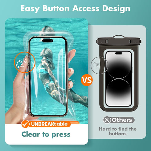 UNBREAKcable Waterproof Phone Pouch, IPX8 Universal Waterproof Phone Case Dry Bag with Lanyard for iPhone 14 13 12 11 Pro Max XR X XS SE 8 Plus Sa...