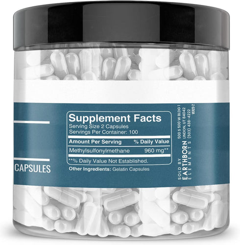 Earthborn Elements Methylsulfonylmethane (MSM) 200 Capsules, Non-GMO, Easy-to-Take Caps...