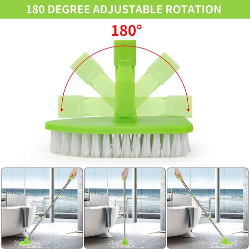 Scrub Cleaning Brush with Long Handle 35' '- 2 in 1 Extendable Floor Brush Tub & Tile Scrubber Brush Sponge with 3 Sponge Brush & 1 Stiff Bristles...