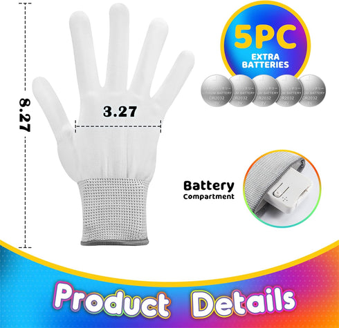 TOPTOY LED Gloves, Light Up Gloves for Kids Birthday Easter Gift Cool Fun Toys for 3-12 Year Old Boys Girls...