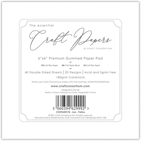 Craft Consortium Craft CON PAPRPAD 6", Patina, 20 Designs...