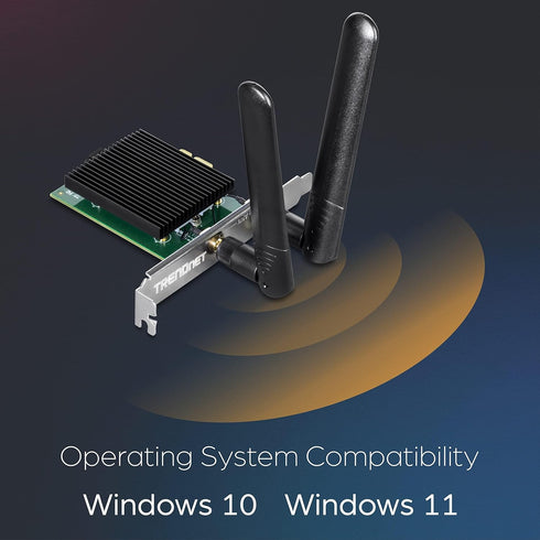 TRENDnet AX3000 Wireless Dual Band & WiFi 6 PCIe Adapter, Bluetooth 5.2 Class 2, 2401 Mbps Wireless AX, 600 Mbps Wireless N Bands, Windows 10, Sup...