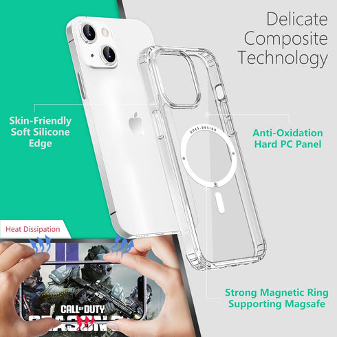 ONES for iPhone 14 Plus Case, Hybrid Magnetic Phone Case, Compatible with MagSafe, Military Grade Protection, Shockproof Airbag, Anti-Yellow Silic...
