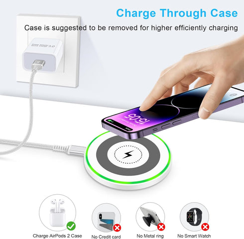 Fast Wireless Charger Samsung Charging Pad Wireless Phone Charger for Android Samsung Galaxy S24 Ultra S24 S23 FE S22 S21 S20 S10,Google Pixel 8 P...