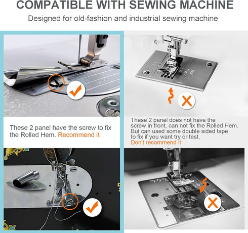 8Pcs Sewing Rolled Hemmer Foot, 3-10mm Rolled Hem Presser Foot Set for Sewing Machine Accessories, Curved Scroll Hemmer Upgrade Presser Feet Sewin...