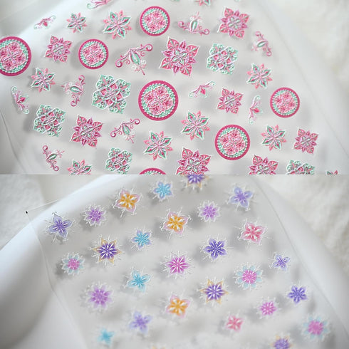 Bohemian Totem Colorful Nail Art Stickers 5D Embossed Nail Decals for Nail Art Design Self-Adhesive Nail Accessories for Women Nail Art Supplies 3...