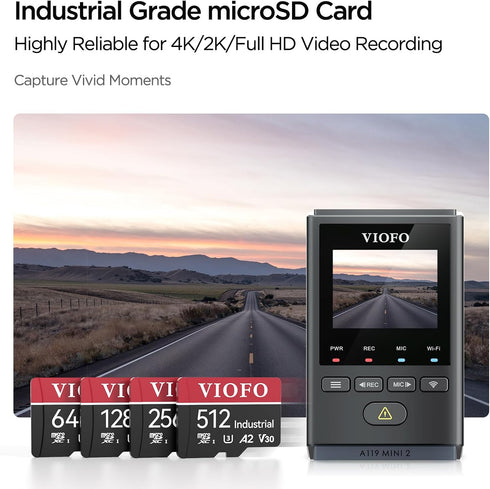 VIOFO 32GB Industrial Grade microSD Card, U3 A2 V30 High Speed Memory Card with Adapter, Support Ultra HD 4K Video Recording...