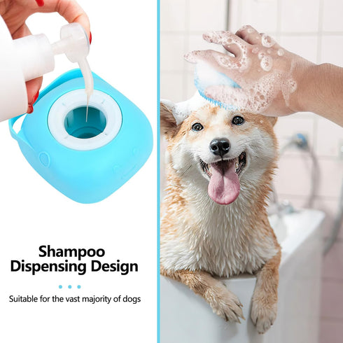 Dog Bath Brush, 3 Pcs Dog Shampoo Brushes, Dog Bath Scrubber, Pet Dog Shampoo Dispenser Brush, Silicone Dog Scrubber for Bath Massage Brush for Sh...
