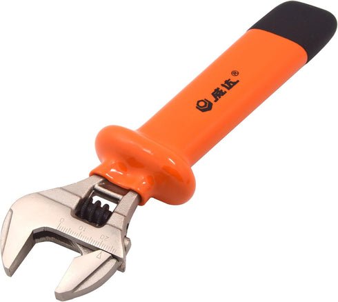 WEIDA 8" Heavy Duty Insulated Electrician Adjustable Wrench Cushion Grip And Nickel-Plated Surface Anti-Rust...