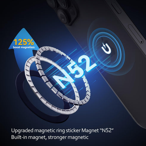 Magnetic Ring Sticker for Magsafe Phone Magnet 2 Pack, Upgrade Bulit-in Magnet for Wireless Charging, Car Holder, Universal Conversion MagSafe Ada...