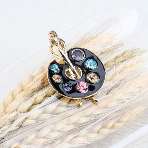Painter Palette Brooch Pin Artist Painter Gift Jewelry Art Teacher Gift Paint Brush Rhinestone Lapel Pin for Men Women...