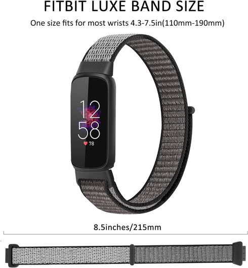 3 Pack Nylon Bands Compatible With Fitbit Luxe for Women Men, Adjustable Breathable Sport Strap Loop Replacement Wristbands for Fitbit Luxe Fitnes...