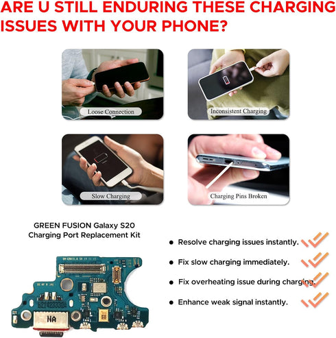 Charging Port Replacement Kit Compatible with Galaxy S20 5G US Version, SM-G981U, SM-G981U1, SM-G981W, SM-G981V Dock Board USB-C Connector, with I...