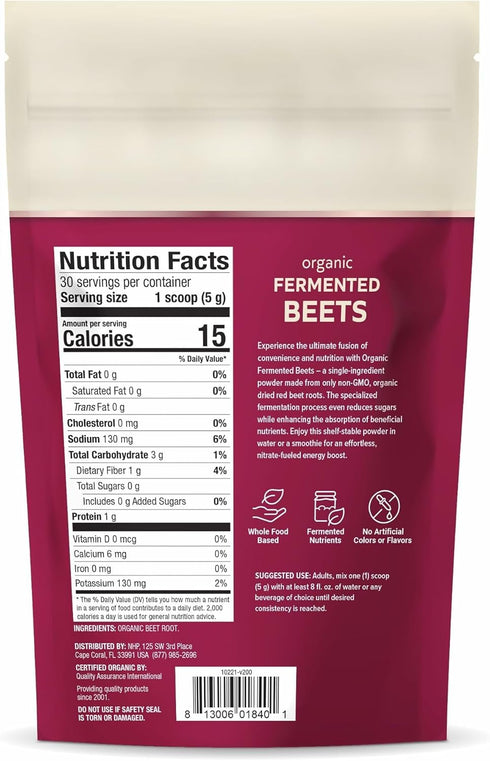 Dr. Mercola Organic Fermented Beet Powder - Beet Root Powder to Support Circulation, Focus & Energy - Non-GMO, Soy-Free & Gluten-Free - 30 Serving...