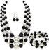 Large Big Pearl Necklace and Earring Set Multi Strand Pearl Necklace Costume Jewelry Chunky Pearls Necklaces for Women...
