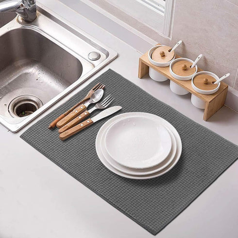 Topsky Microfiber Dish Drying Mat 2 Pack, 20 X 15 Inch Kitchen Counter Mats Reversible Baby Bottles Dish Dry Pad,Super Absorbent Gray...