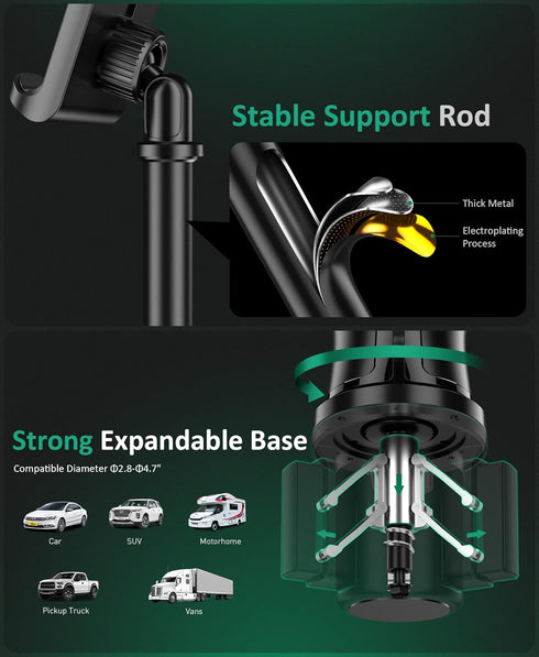 Car Cup Holder Phone Mount: Universal Auto Cell Phone Stand with Drink Expand Cup Holder for Truck | SUV | Automobile Compatible with iPhone & Sam...
