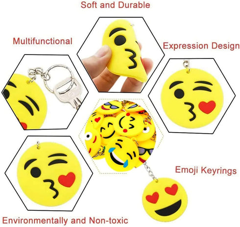 64 Pack Mini Emoticon Keychain Plush(16 expressions), Cute Keychain, Party Favors for Kids, Keychains, Valentine's Day Gifts/ Birthday Party Suppl...