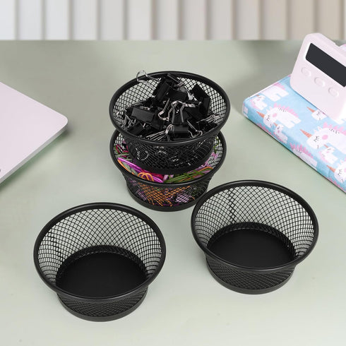 Paper Clip Holder for Desk, Paper Clip Holders, Mesh Paperclip Holders Metal Paper Clip Dispenser Organizer for Desk Binder Clip Holder Container ...