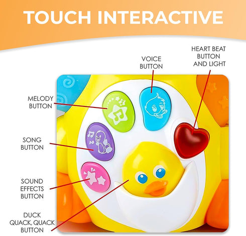Baby Musical Duck Toy, Dancing Walking Yellow Duck - Interactive Action Learning Educational Flapping Light up Dancing Duck with Music...
