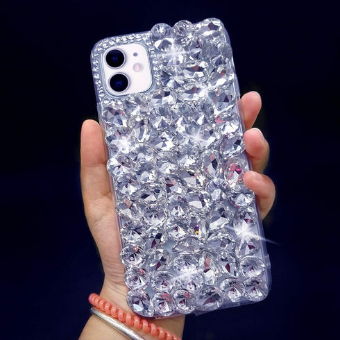 Bonitec Compatible with iPhone 12 Case 3D Glitter Sparkle Bling Case Luxury Shiny Crystal Rhinestone Diamond Bumper Clear Gems Cute Protective Gir...