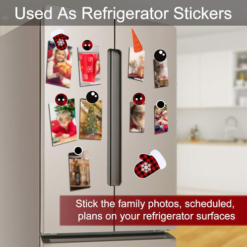 17Pcs Snowman Refrigerator Magnets | Christmas Decorations | Large Red Black Buffalo Plaid Fridge Magnet Stickers | Xmas Holiday Decorations for F...