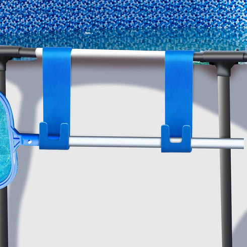 2pcs Pool Leaf Skimmer Net Holder, Heavy Duty Pool Pole Hangers Double Pool Pole Hooks Plastic Pool Fence Hooks for Telescopic Poles Skimmers Swim...