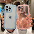 Compatible with iPhone 15 Pro Max Case,Cute Curly Wave Matte Frame Edge Soft Shockproof Protective Cases Clear Cover for Women Girls (Sierra Blue)...