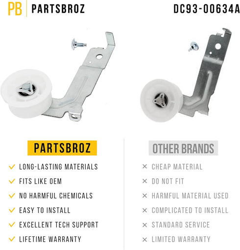 DC93-00634A Samsung Dryer Idler Pulley Replacement Dv45h7000ew/a2 Dv42h5000ew/a3 Dv42h5200ew/a3 Dv210aew/xaa Dv231aew/xaa Dv330aew/xaa Dv40j3000ew/a2 Dv42h5200ef/a3 Dv42h5200ep/a3 Dv42h5200gw/a3