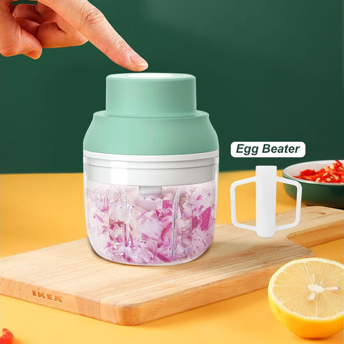 Electric Garlic Chopper 250ML, Mini Vegetable Chopper 2 in 1 Food Chopper Garlic Mincer with Egg Beater, Onion Chopper, USB Portable Small Food Pr...