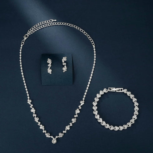 Bridal Jewelry Set, Silver Rhinestone Necklace Earrings Set Wedding Jewelry Set for Brides and Bridesmaid...