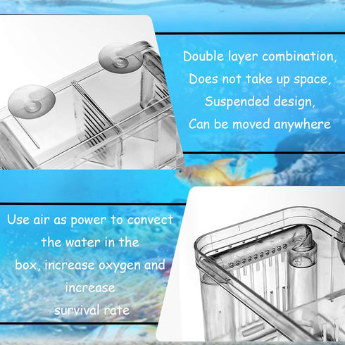 Fish Breeding Box Aquarium Fish Tank Hatchery Incubator Breeder Box Fish Breeding Tanks Acrylic White Breeder Isolation Divider Hatching Boxes wit...