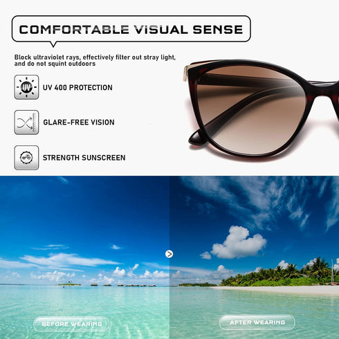 Trendy Cat Eye Sunglasses for Women Fashion Cateye UV400 Protection Glasses CL22017...