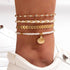 4Pcs Bohemian Puka Shell Anklets Beaded Bracelets for Woman,Gold Anklets Beach Foot Chain Charm Adjustable Bead Bracelets for Girls Foot Jewelry...