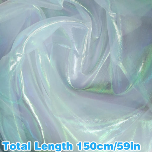 3Yard Sheer Fabric, Magic Laser Holographic Fabric, 59inch Iridescent Fabric Sequin Fabric Gradient Organza Fabric Lace for Wedding Photography Ba...