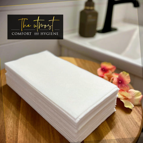 Linen Feel Disposable Napkins, Hand Towels for Bathroom, Weddings, Parties and Dinners, White, 50 Pack...